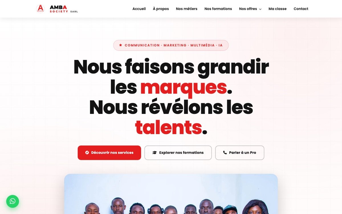 Aperçu du site AMBA SOCIETY