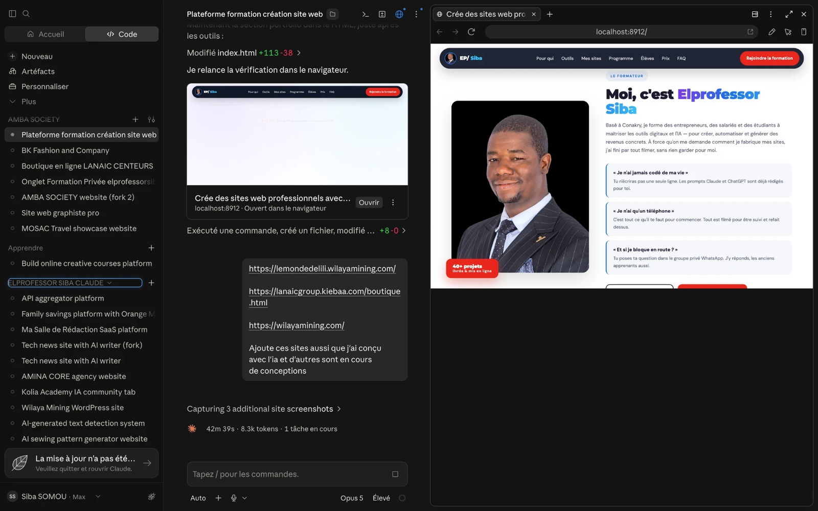 Capture de la conception de la page IA BOOSTER avec l'IA