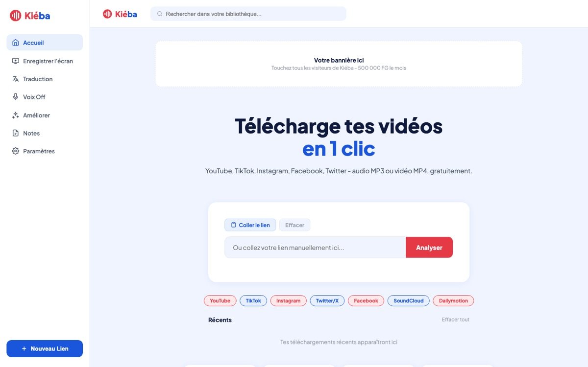 Aperçu de l'application Kiéba