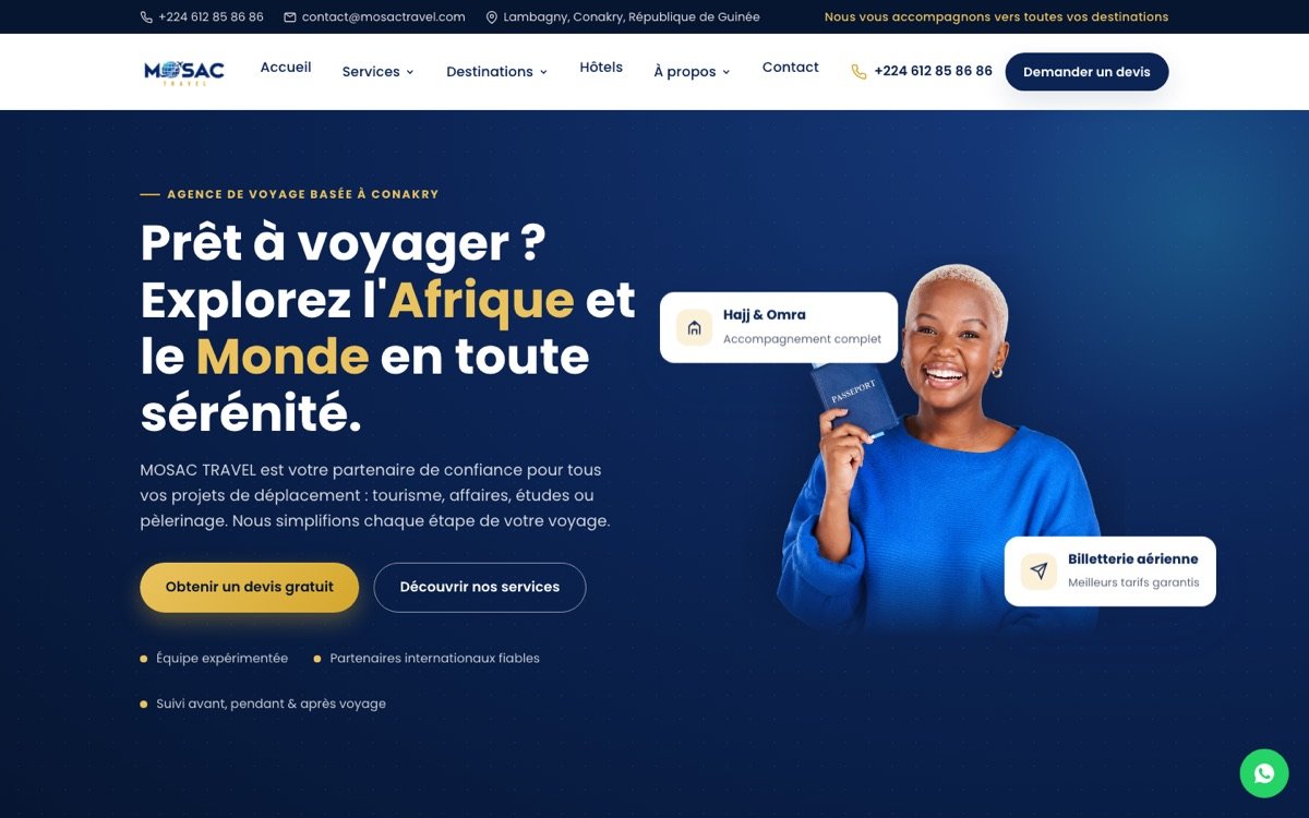 MOSAC TRAVEL, site construit avec l'IA